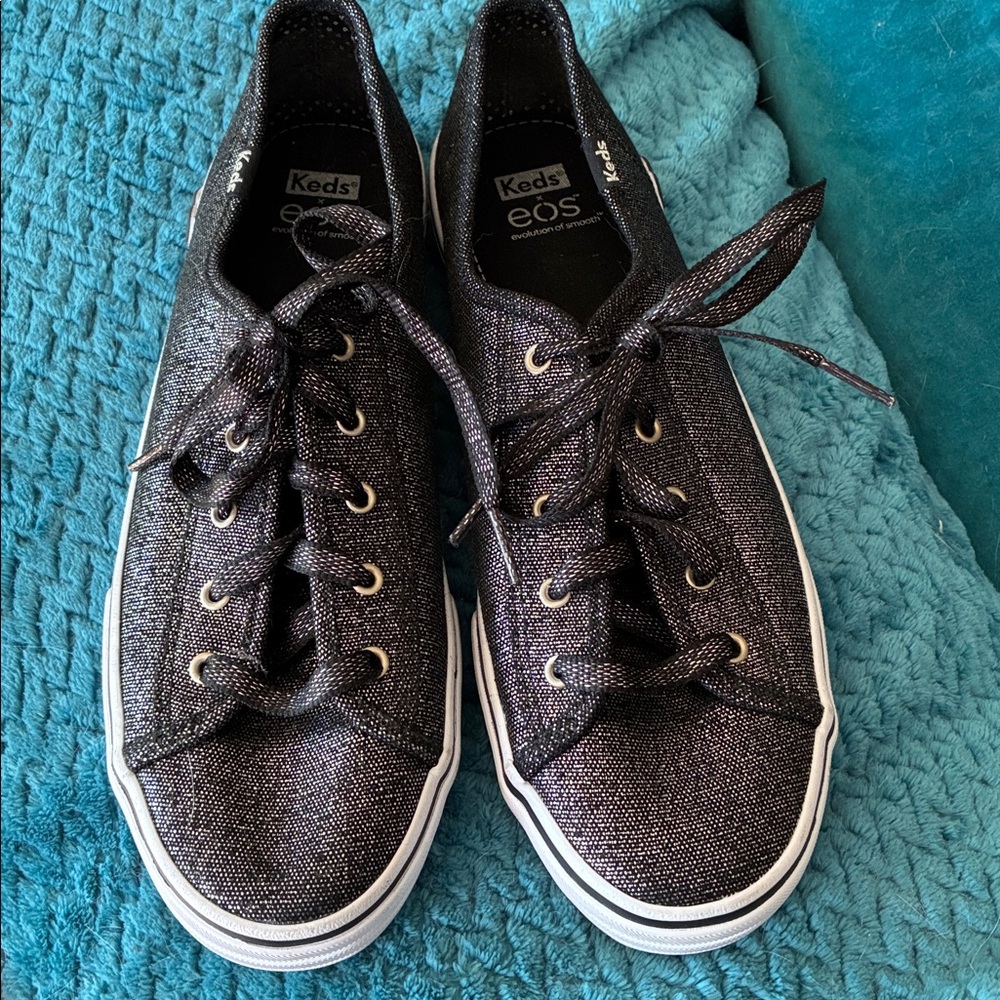 Keds Sparkling Black Lace-Up Sneakers